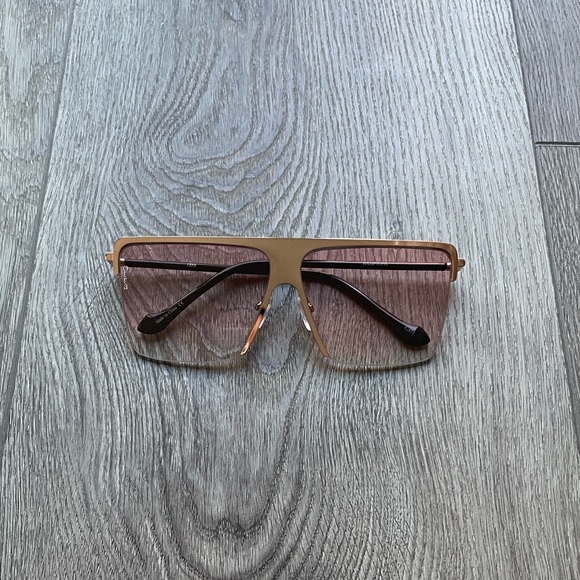 otra hamptons pink gold oversized retro brow bar statement sunglasses eyewear - Picture 2 of 6